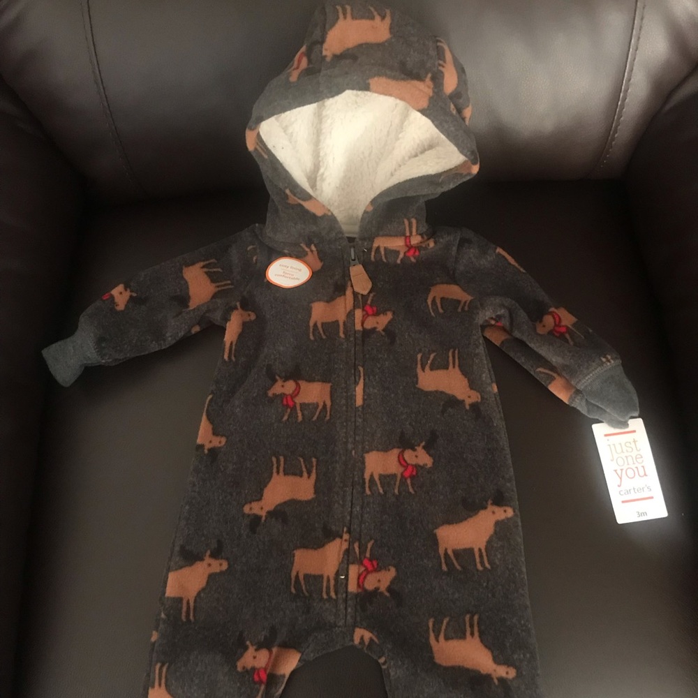 Moose Zip Up Onesie